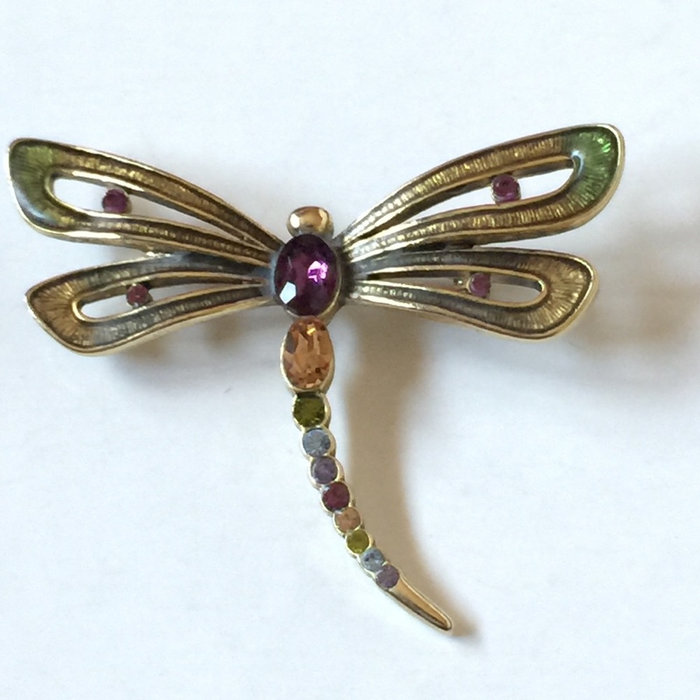 Monet Vintage Dragonfly Brooch Multicolored